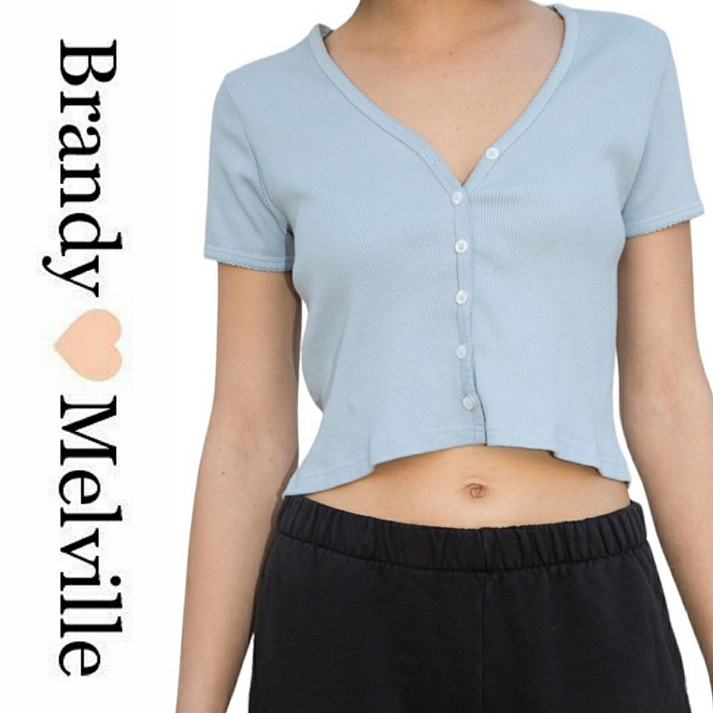 Brandy Melville | Paige Ruffle Top | Blue | OS
